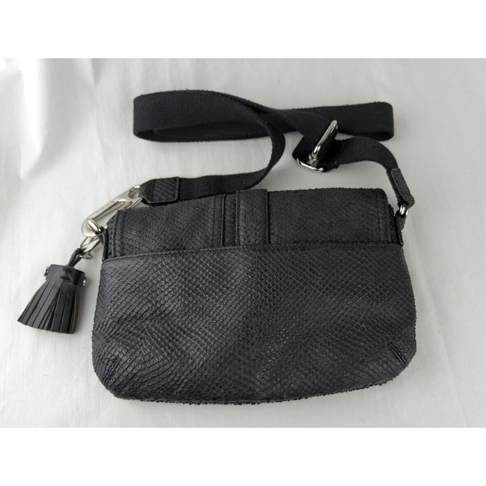L.A.M.B By Gwen Stefani Black Leather Snake Print Crossbody Bag Voodoo Sash Saks - Picture 8 of 13